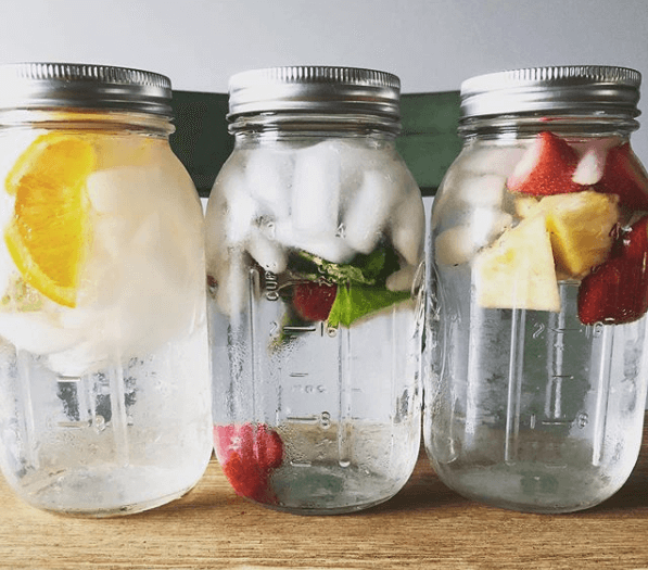 Keeping Hydrated with Mason Jars of Water