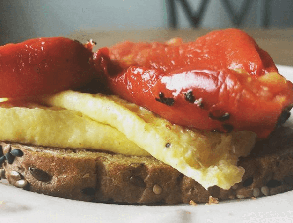 Dairy Free Breakfast: Toast, Egg, and Roasted Red Pepper