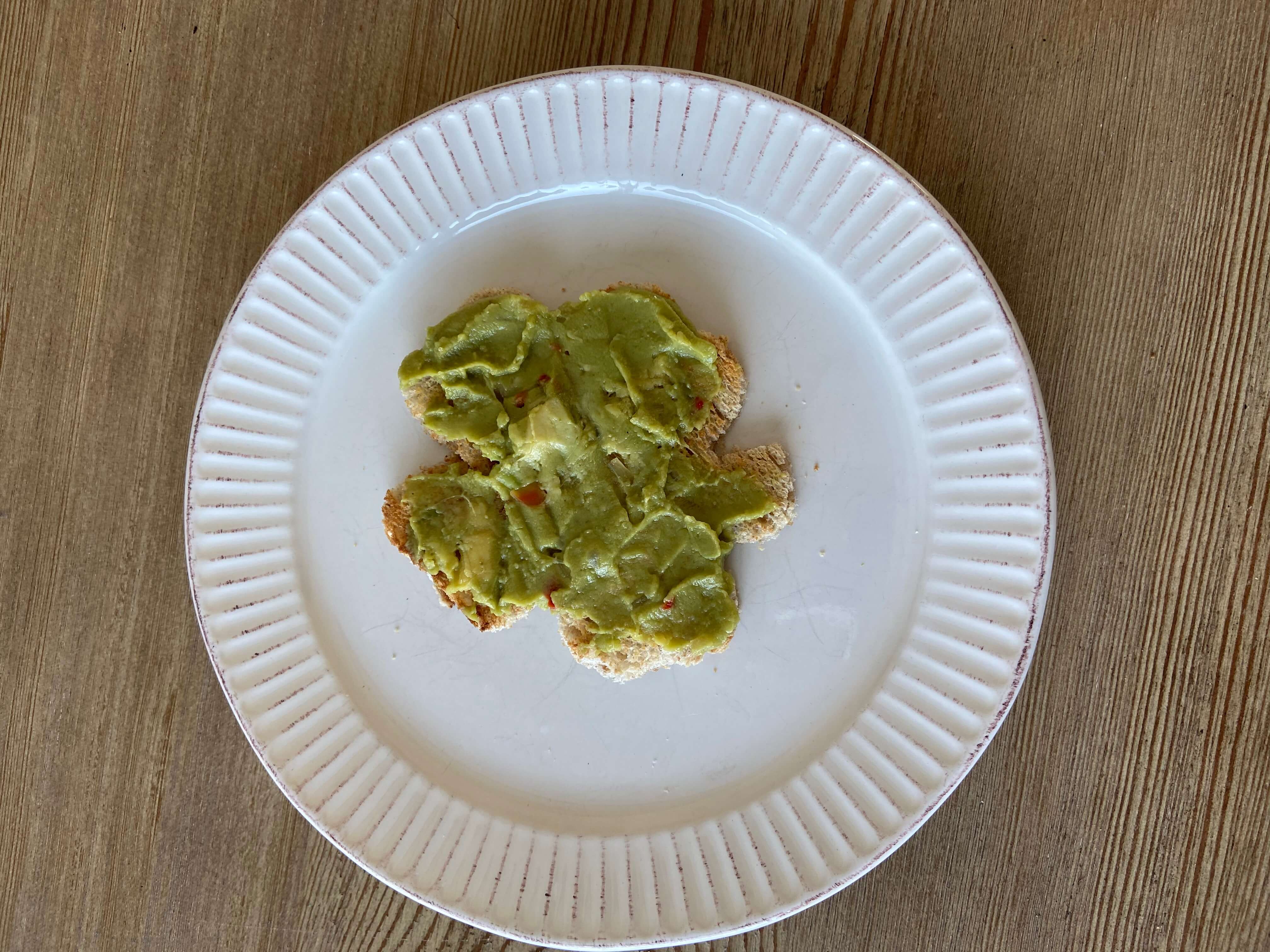 Shamrock Cutout Toast topped with Sabra Spicy Guac